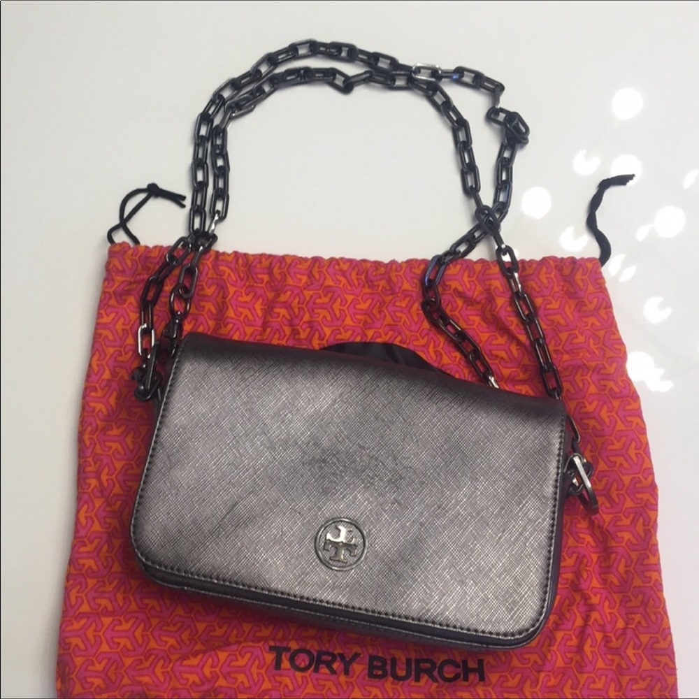 TORY BURCH Authentic Silver Robinson Bag